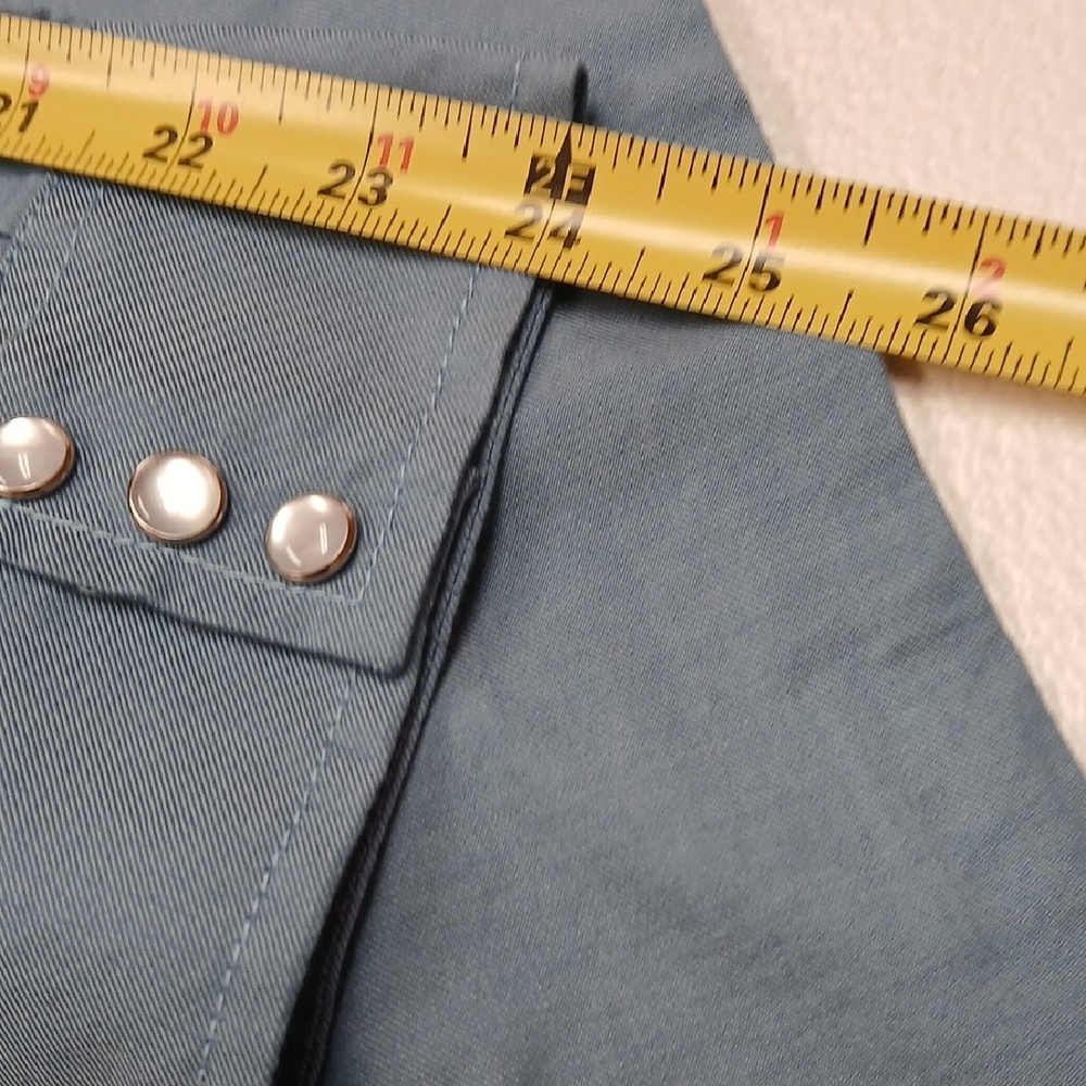 Casual Light Blue Snap-Front Button Down Shirt by - Picture 8 of 11